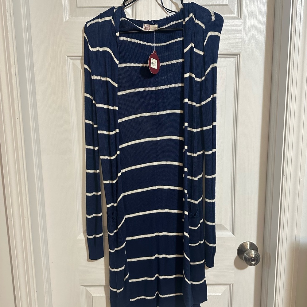 Sonoma long sleeve Blue Striped Cardigan with hood